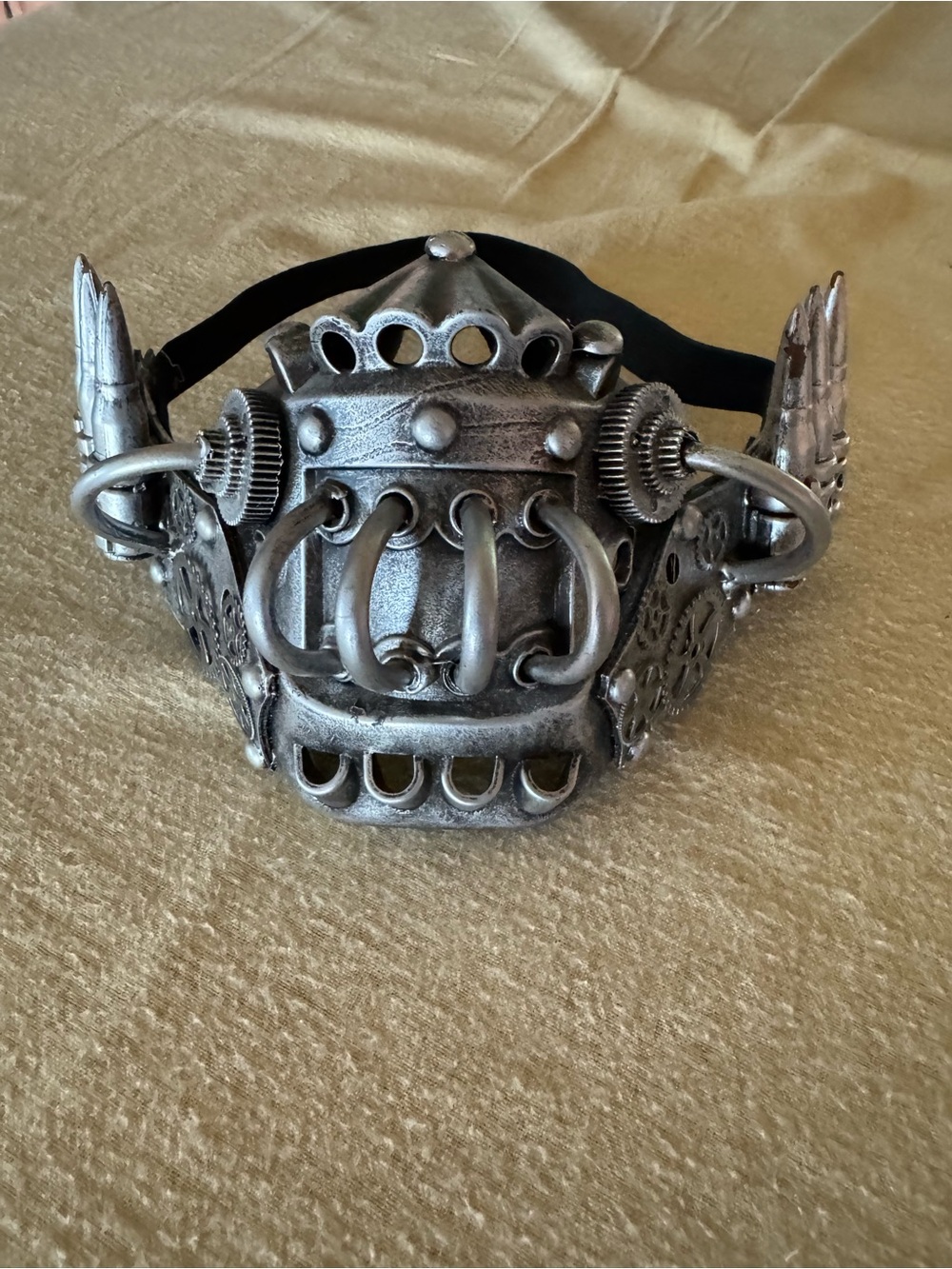 Steampunk Metallic Silver Face Mask for Men Accessories